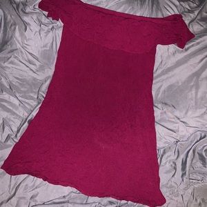 Burgundy romantic off the shoulder dress
